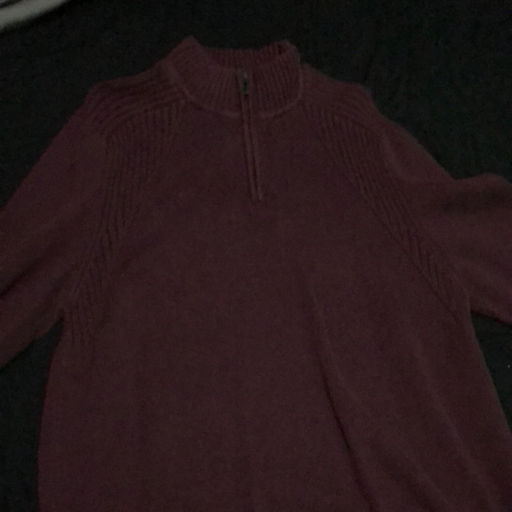 Dkny jeans Burgundy Knit Sweater with Quarter -Zip